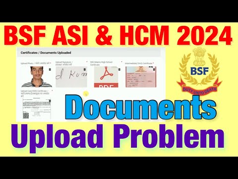 BSF HC Ministerial and ASI Steno Online Form 2024 Documents Upload Problem |BSF HCM Online Form 2024