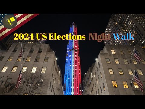 United States Presidential Elections - New York City Night Walk , - 4k