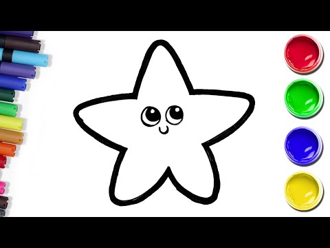 🌟 Cute Star Drawing, Painting, Coloring for Kids & Toddlers | How to Draw a Cute Star | Chiki Art