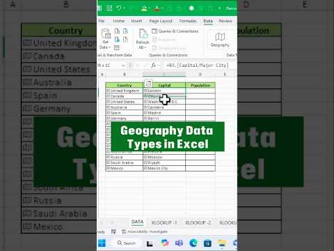 Geography Data Types in Excel Made EASY #shorts #excel