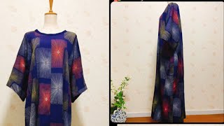 【着物リメイク】たっぷりAラインのマキシ丈ワンピースを作ります♪ Making beautiful dresses from kimonos