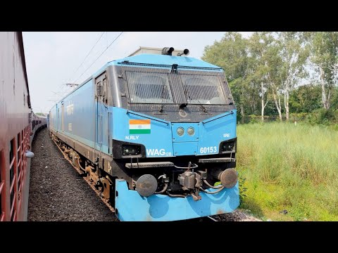 Beautiful C Curve Wag12 Freight Train Crossing | Northern Railway Wag12 Engine#uniquetrainengines