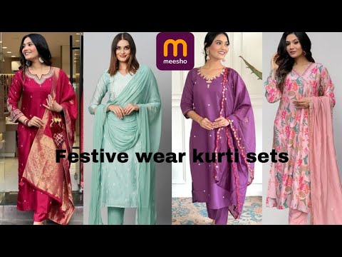 Meesho treading 3 piece kurta sets haul/festive special/Christmas/New year #meesho#kurtiset