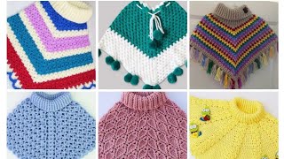 crochet hooded poncho for baby girl | woolen poncho for baby girl | baby girl cap shawl design