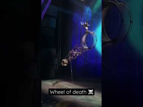 Carlos on the wheel of death 💀 Who would try this? #circus #wheelofdeath #Laperle #shorts