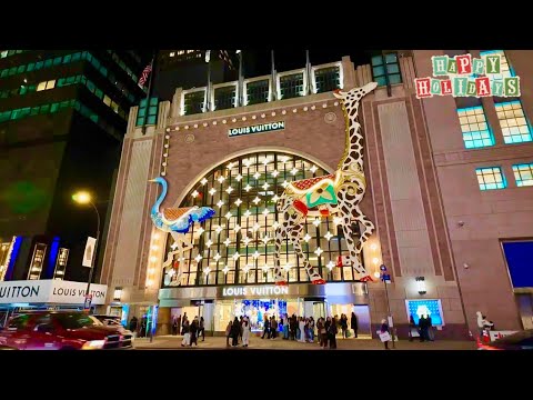 2024 NYC Christmas Walk🎄 New Louis Vuitton Store | 6th Avenue Holiday Crowds & Fox News Xmas  Tree