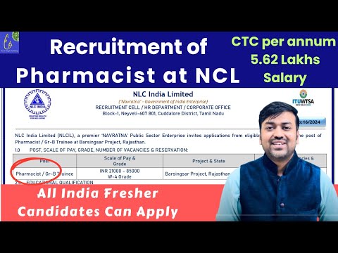 Recruitment of Pharmacist at NCL All India Fresher Candidates Can Apply || For D Pharmacy Jobs