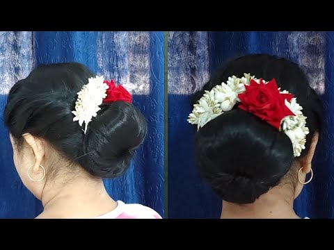 Letest Low Bun Hairstyles Juda For Saree | Quick Hairstyles For Wedding | Beautiful Bun Hairstyles