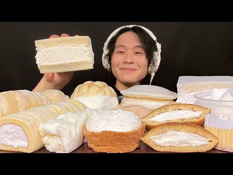 ASMR Whipped cream sweets party‼️【eating sound/mukbang】