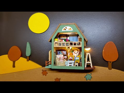 DIY Miniature dollhouse kit Autumn Night - boho aesthetic wall art