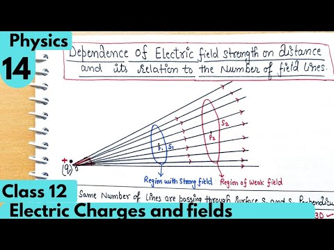 14) Dependence of electric field strength on distance and it's relation to the number of field lines