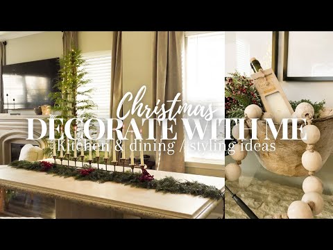 Christmas Decorate With Me 2024 | Kitchen & Dining Room Styling Ideas | Deep red/burgundy Christmas