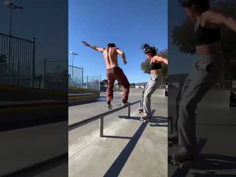 Rollerskater girl vs skateboarder 🛼🆚🛹 #skateboardingisfun #rollerskating #rollerskater #skate