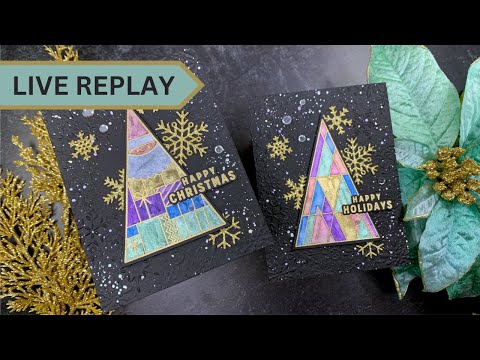 🟣LIVE REPLAY! Iridescent Tree Cards | AmyR 2023 Holiday Card Series #15