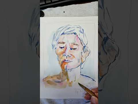 My watercolor study of Andy Warhol's Portrait by Alice Neel with #RobertSherrill