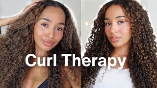 CURLY HAIR THERAPY 🤎 (Revitalising Curly Hair Routine for damaged hair)