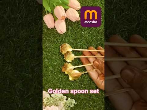 💗 Meesho golden spoon set unboxing 😍#meeshokitchenfinds#viralshort