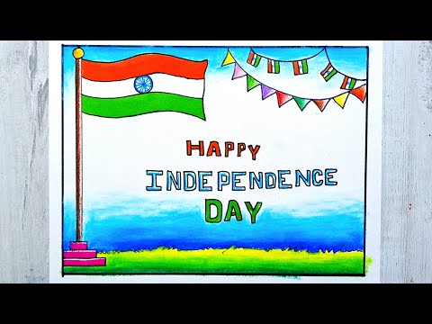 Beautiful Independence Day Drawing | How to draw Independence day | Independence day Poster drawing