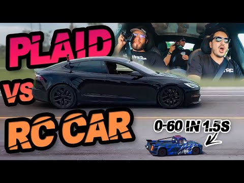 1020HP Tesla Plaid vs FASTEST RC Car We've Seen! (Unreal Acceleration) + Car Guys React to Plaid