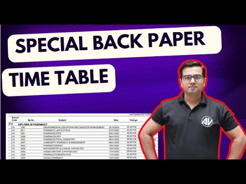 Special back paper exam time table