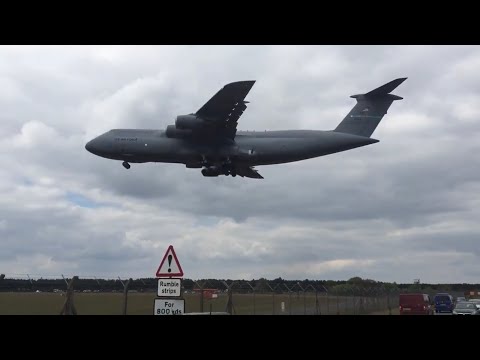 Huge Up Close C5M Super Galaxy Landing At RAF Lakenheath