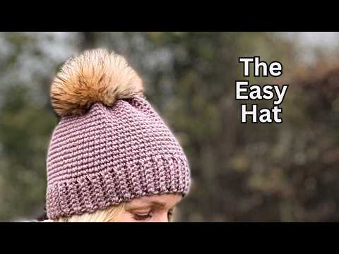 EASY Pom Pom Hat - Crochet Beanie Tutorial #easycrochet