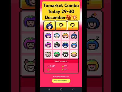 Tomarket Daily Combo Today 29 December | Tomarket Today Combo | Tomarket Combo Today | Tomarket