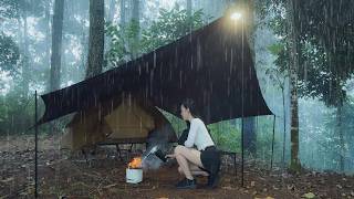 Camping in the Rain Rainstorm ‼️ Perfect solo tent camping