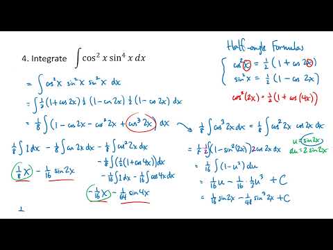 Trigonometric Integrals (OpenStax Calculus, Vol. 2, Section 3.2) [ERROR IN #2 SOLUTION]