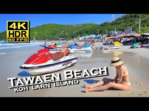 Pattaya Koh Larn Tawaen Beach Walk - beach life 4K60fps HDR Dolby Atmos 💖 Walking Tour 👀 Thailand 🇹🇭