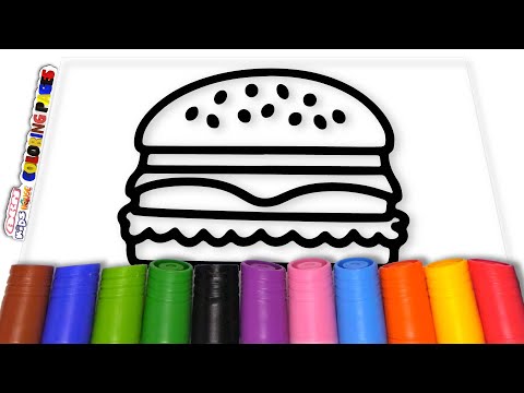 Let's Draw and Color Hamburgers  Fun Coloring Activity | Big Marker Pencil | AKN Kids House | 03 - 7