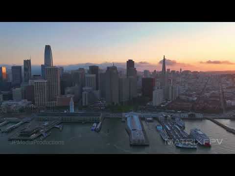 San Francisco Embarcadero Area, California Sunset v1.0 | 4K HDR | Drone | Royalty Free