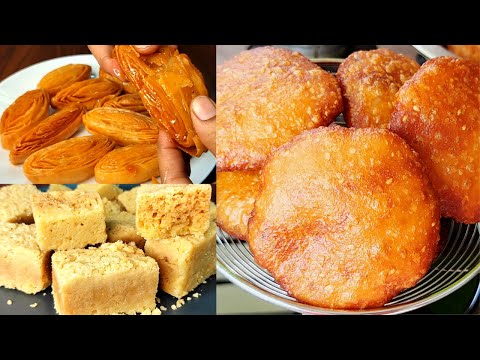 నోరూరించే 3 రకాల పిండివంటలు|Sweets recipes in telugu| Burelu recipe in Telugu|Kaja|Mysore Pak recipe