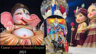 Cutest Ganesh Pandal Raipur 2024 || Raipur Ganesh Pandal Darshan 2024 || Lakhe Nagar || Sadar bazar