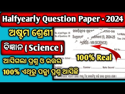 Class 8 Halfyearly Question Paper 2024 Science || 8th Class Sa1 Question Paper 2024 Science