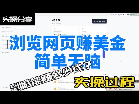 浏览网页赚美金，简单无脑，操作给你看！！