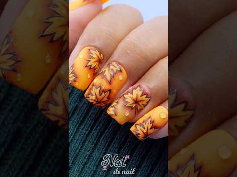 Fall Leave Nail Art #shorts #fallnails #nailart #naildesign