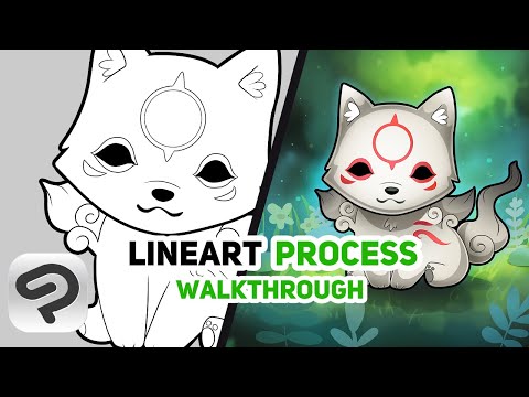 Learn to do Lineart CLEAN & FAST in This Clip Studio Paint Lesson (Okami fox, Chibiterasu!)