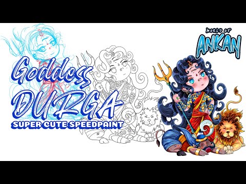 How to draw cute chibi Goddess Durga on Clip Studio Paint! Art Tutorial and  Speed paint!