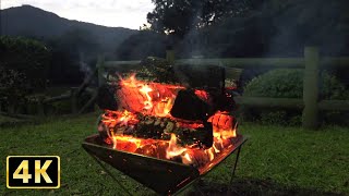 Healing 3 hours and 29 minutes with a video of a bonfire at 4K campground.