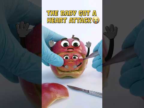 Baby Apple gets HEART ATTACK during fruit surgery BUT...😱💔 #shorts #fruitsurgery #cute