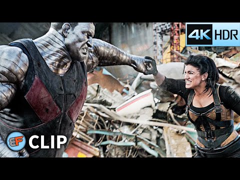 Colossus vs Angel Dust - Scrapyard Fight Scene (Part 1) | Deadpool (2016) 4K HDR Movie Clip