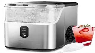 SIMZLIFE Nugget Ice Maker Countertop,34lbs Per Day,Portable Ice Maker Machine with with Basket and S