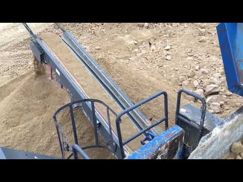 Quarry crusher crushing limestone