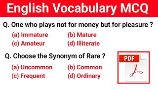 English vocabulary Important MCQ | Important English questions for all competitive exam