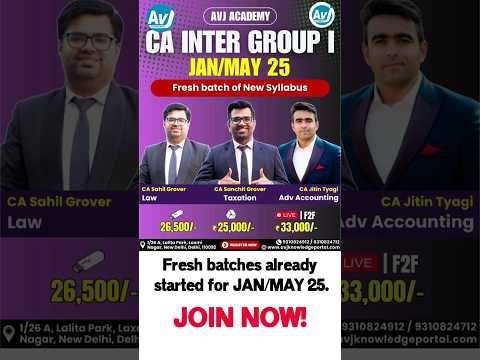 Fresh batches for CA Inter Group I started at AVJ Academy. Get the best classes from best faculties.