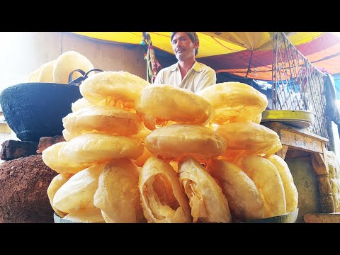 BIG Size AGRA POORI Making Skills | It Is Like Big Chole Bhature Poori Making Type | Big Food Zone