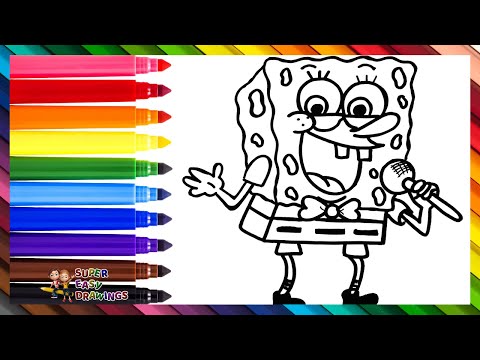 Draw and Color SpongeBob Singing 🧽🎶🎤❤️🌊 Drawings for Kids