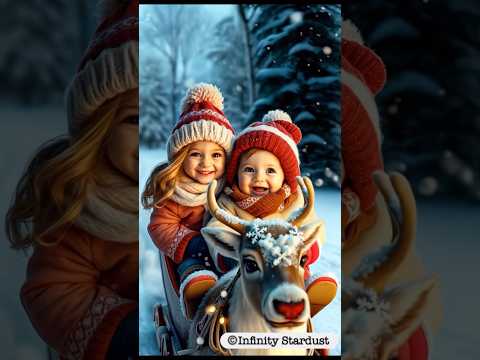 🦌Cute babies riding a reindeer sleigh เด็กน้อยขี่กวางเรนเดียร์#rudolph,#christmassong,