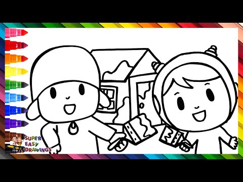 Draw and Color Pocoyo and Nina Painting a House 👶🏠🖌️🎨👧 Drawings for Kids